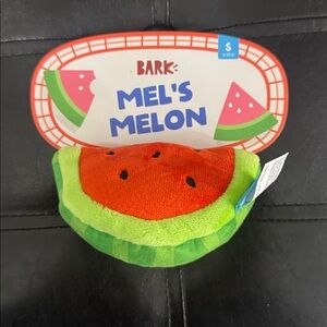 New Barkbox Mel's Melon Small Bark Dog Plush Stuffed Crinkle Squeaky Toy